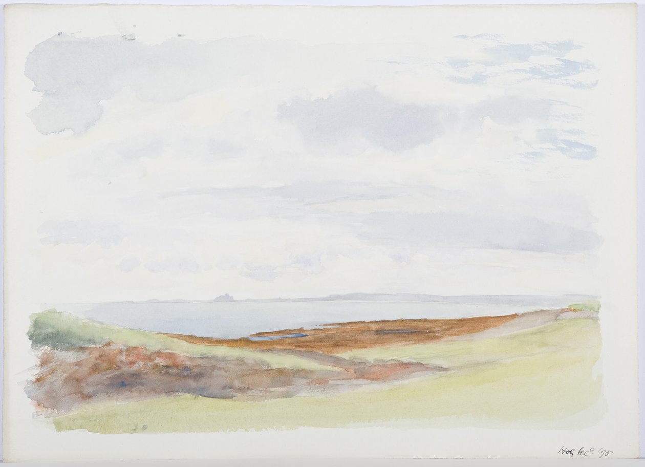 Holy Island, 1895 (blyant og wc på papir) af Daniel Oliver
