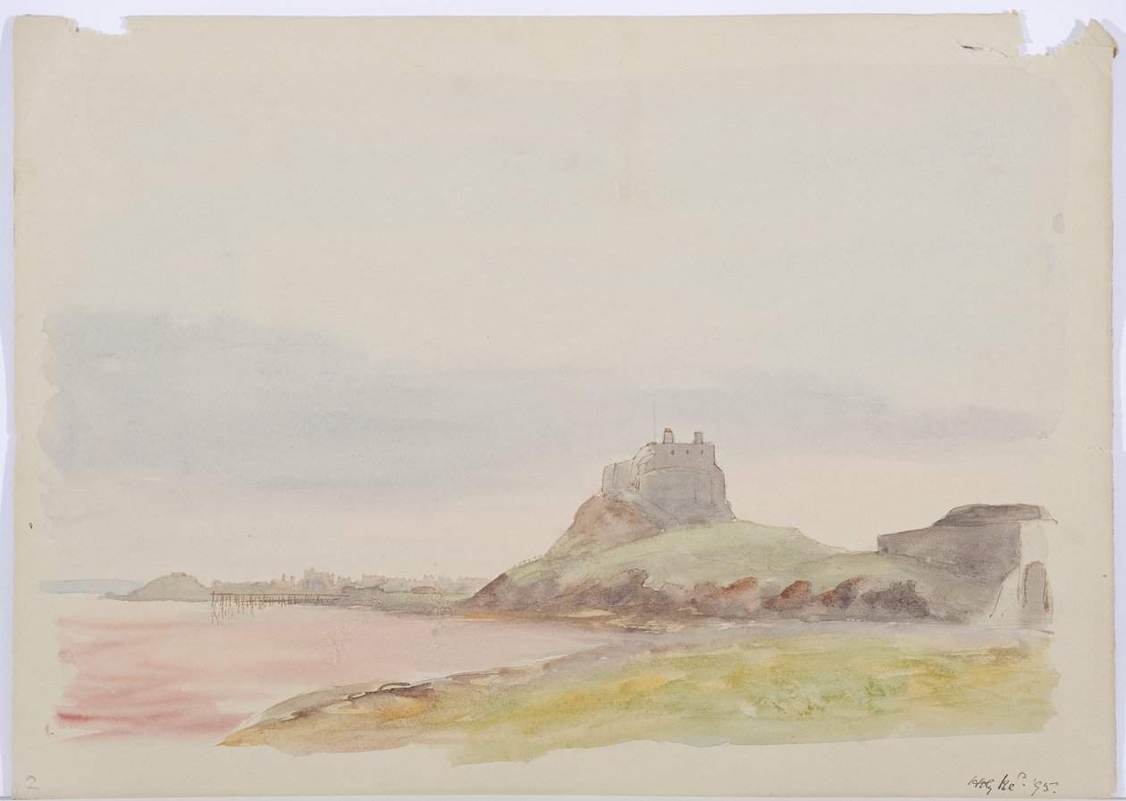 Holy Island, 1895 (blyant og wc på papir) af Daniel Oliver