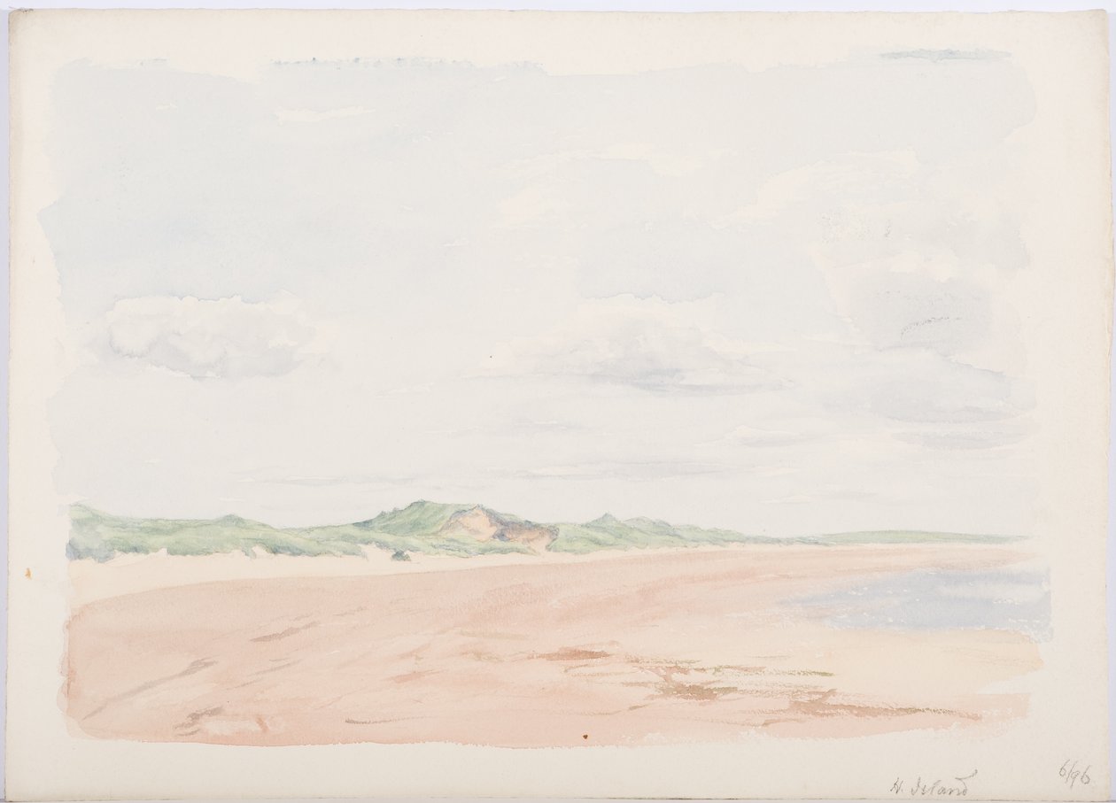 Holy Island, 1896 (blyant og wc på papir) af Daniel Oliver