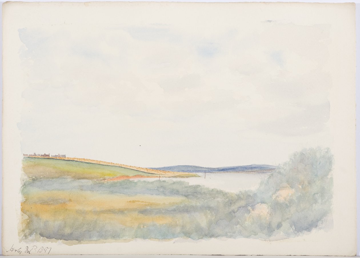 Holy Island, 1897 (blyant og wc på papir) af Daniel Oliver