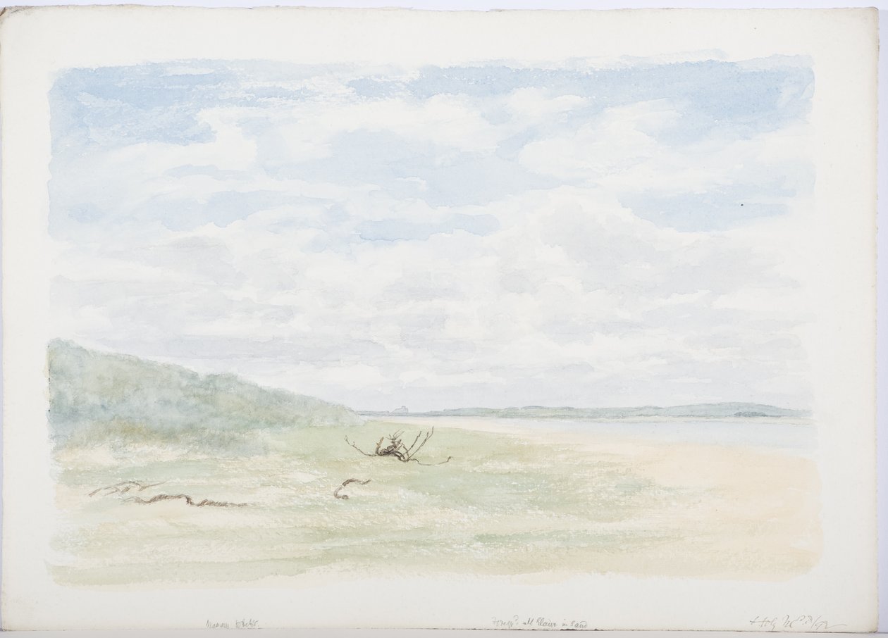 Holy Island, 1899 (blyant og wc på papir) af Daniel Oliver