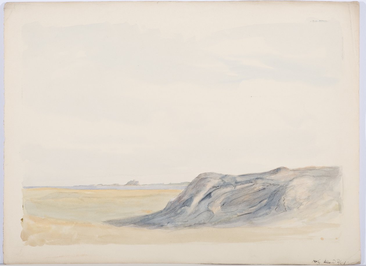 Holy Island, 1899 (blyant og wc på papir) af Daniel Oliver