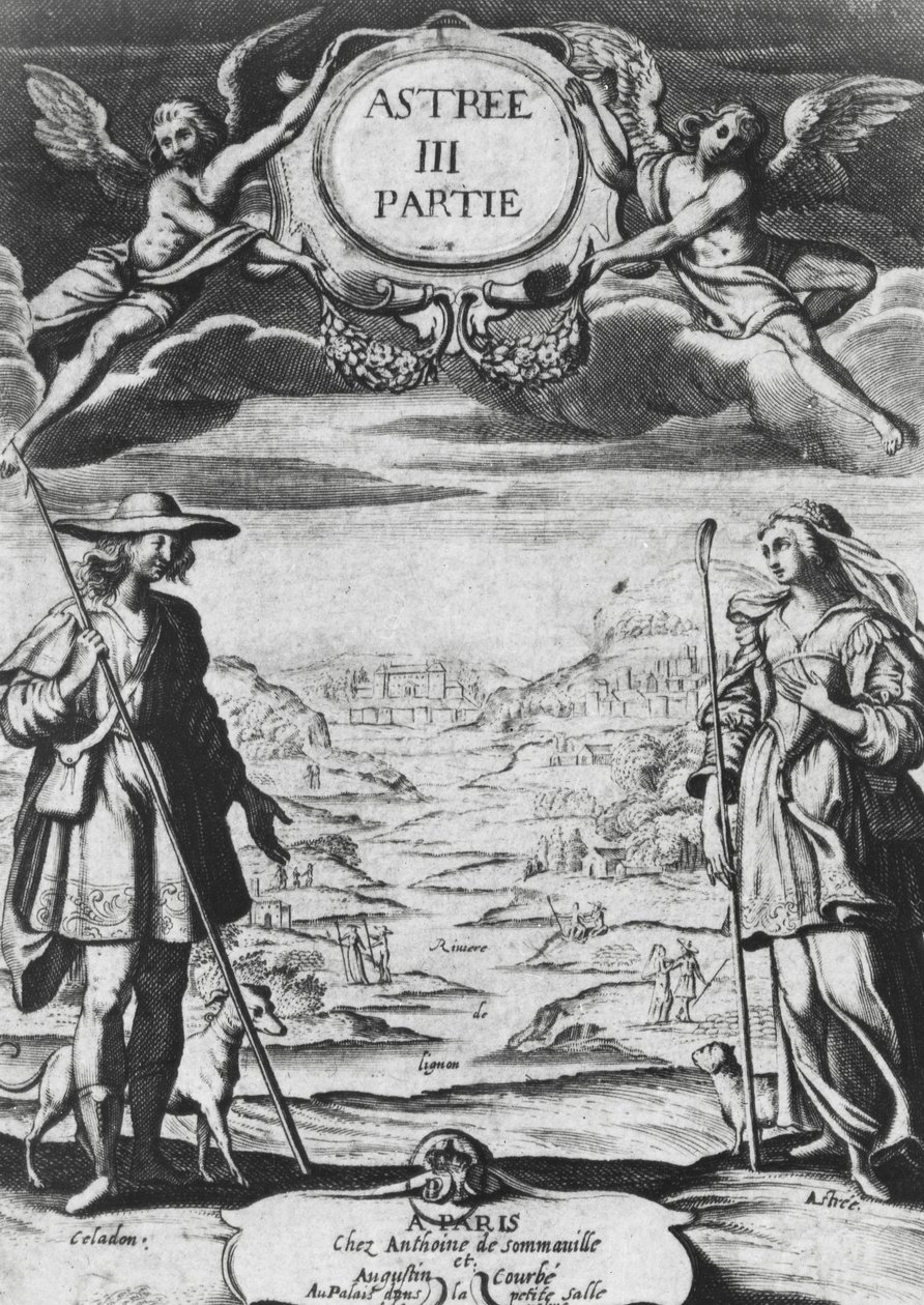 Astree og celadon, illustration fra "Astree" af Honore d