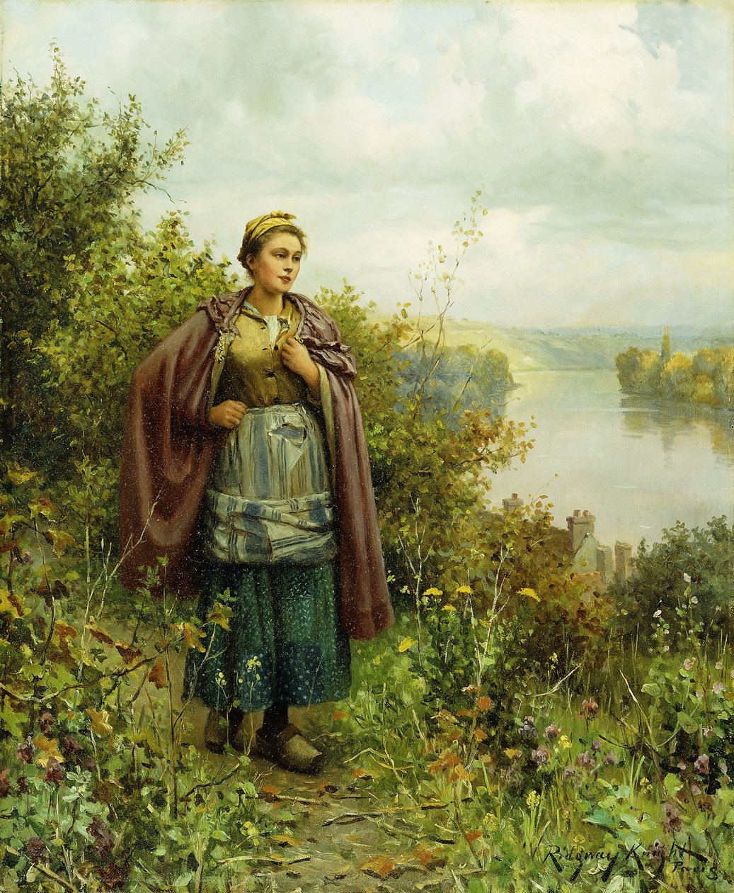 En efterårsvandring, af Daniel Ridgway Knight