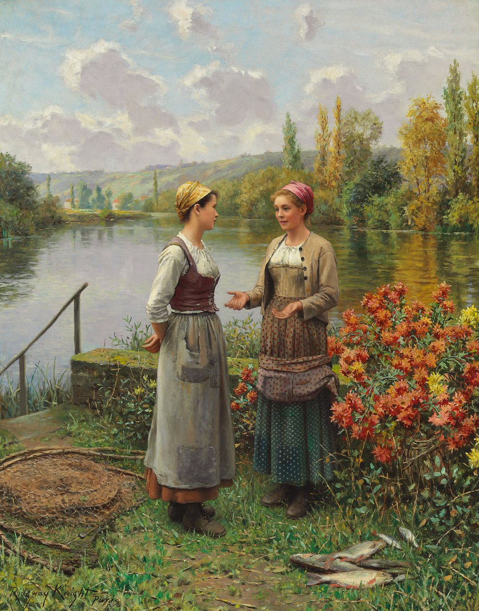 To kvinder i et landskab af Daniel Ridgway Knight