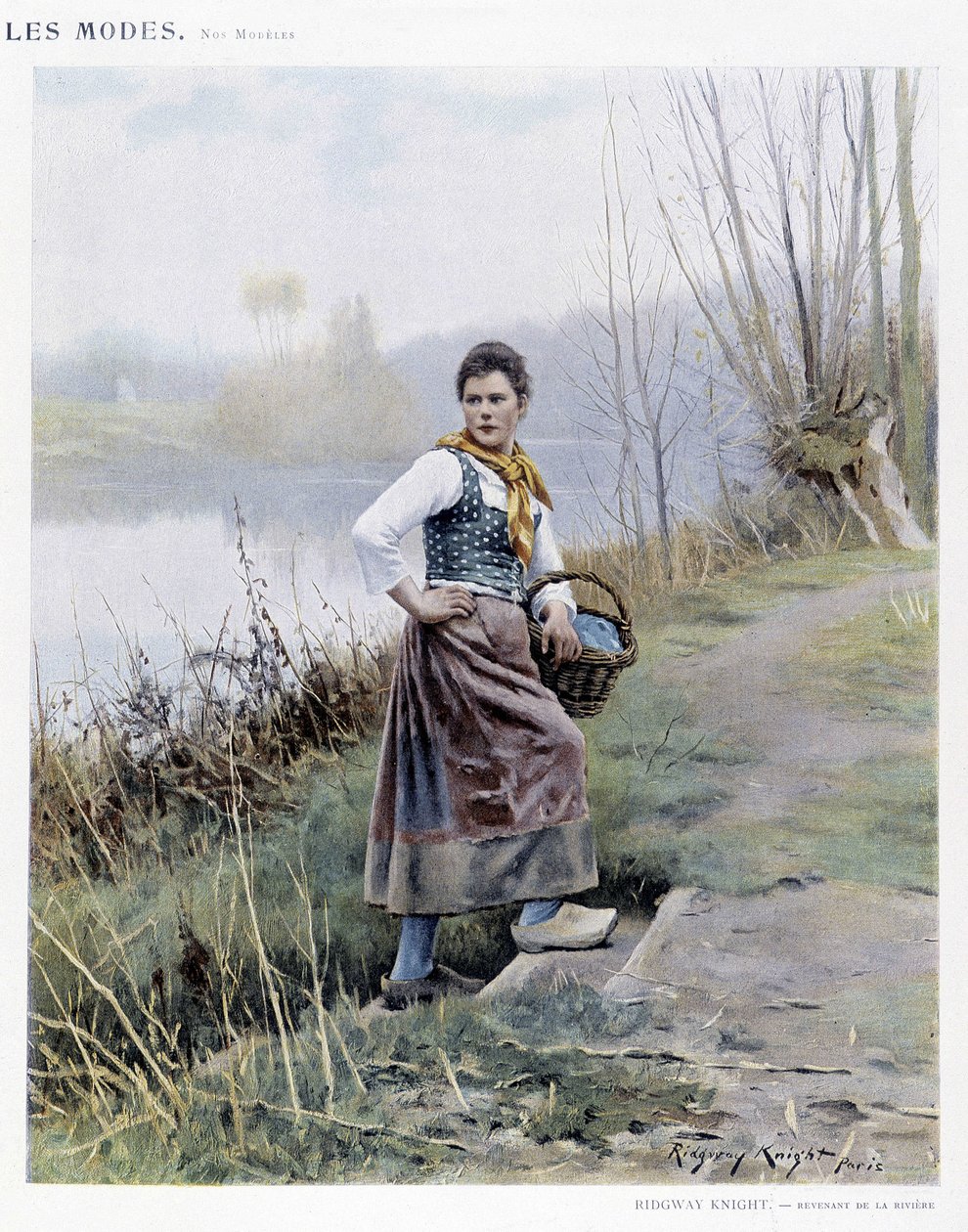 Kvinde vender tilbage fra floden af R. Knight, ca. 1905 af Daniel Ridgway Knight