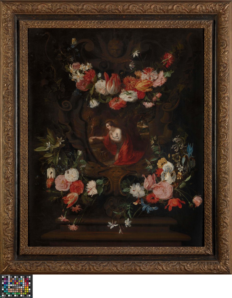 Blomsterkrans med Maria Magdalene af Daniel Seghers