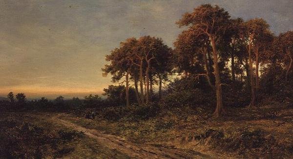 Landskab med to figurer ved solnedgang af Daniel Sherrin