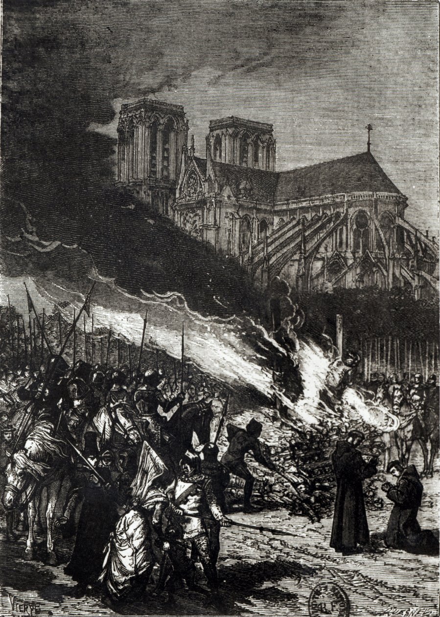 Tempelriddernes afbrænding, illustration fra "L
