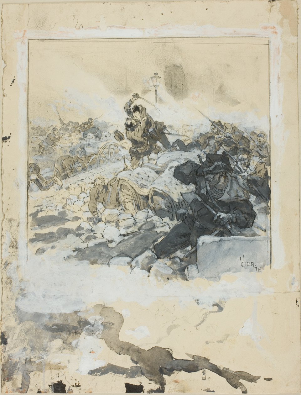 Scene fra undertrykkelsen af Pariserkommunen i maj 1871 af Daniel Urrabieta Vierge