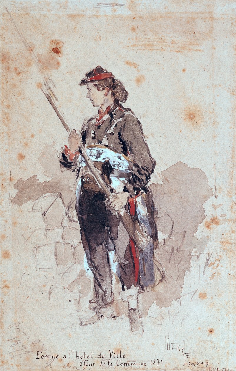 Kvinde på Hotel de Ville, anden dag i Pariserkommunen, 1871 af Daniel Urrabieta Vierge