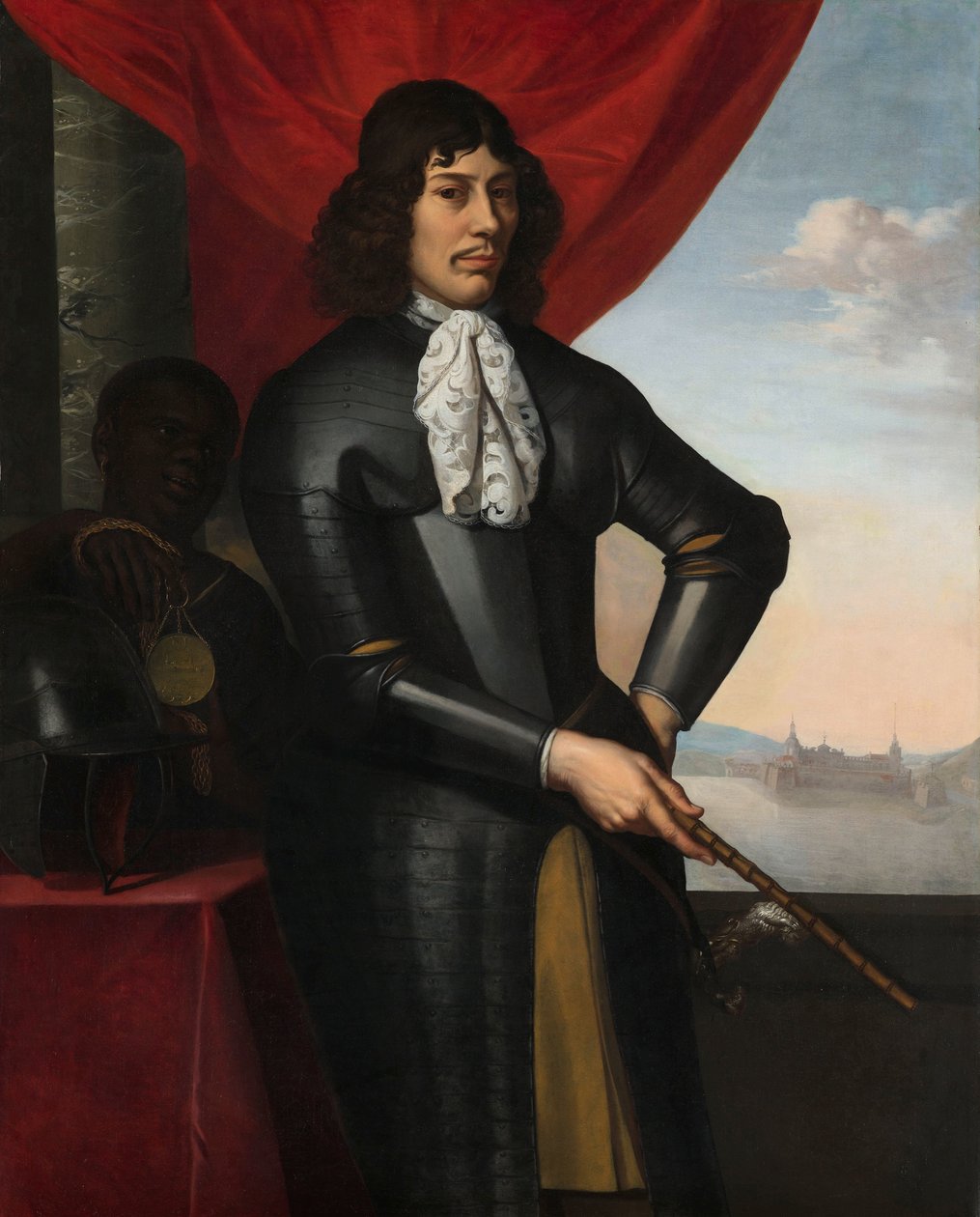 Portræt af Jan Valckenburgh og en slaveret tjener af Daniel Vertangen (signed by artist)