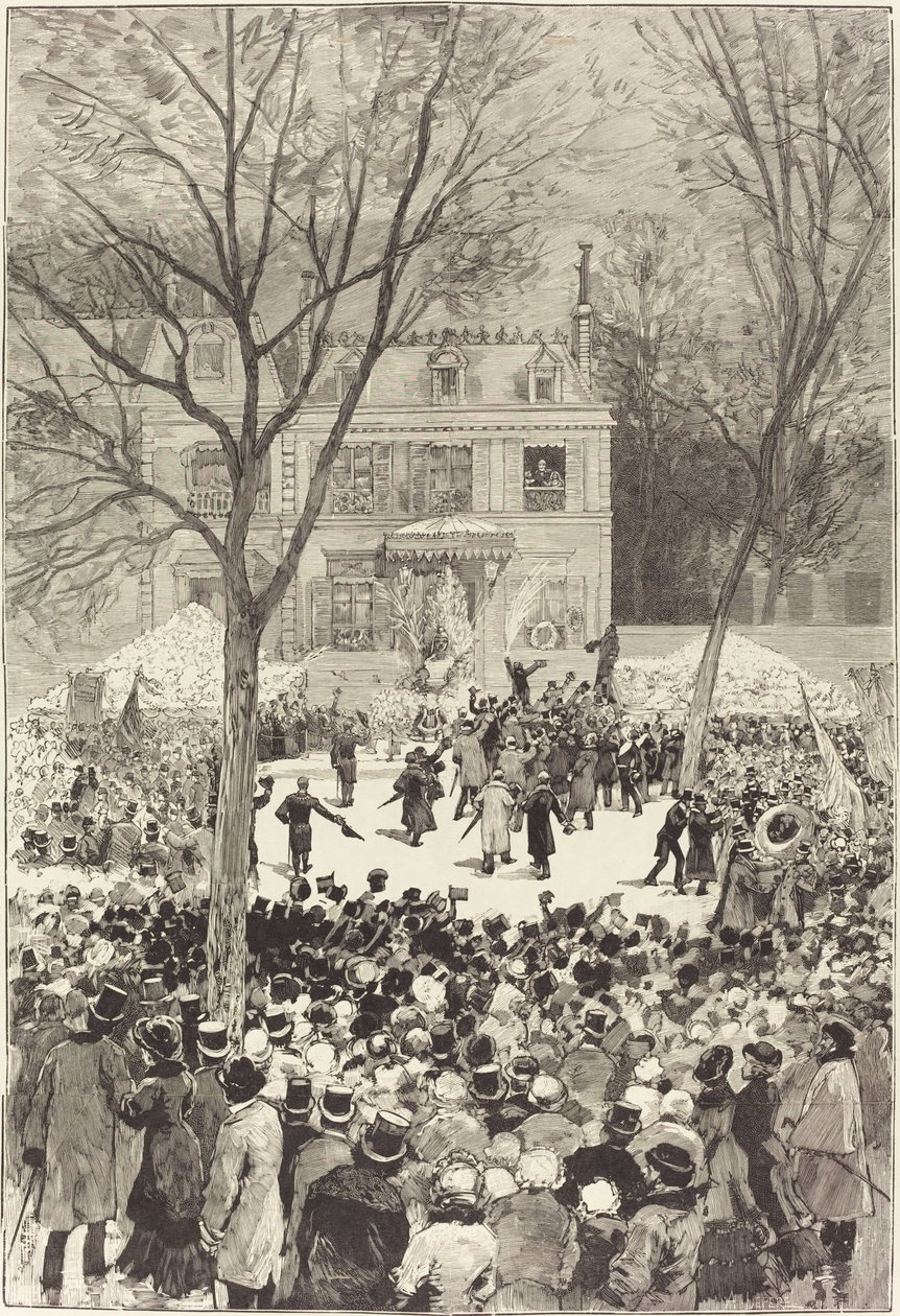 Populær demonstration den 27. februar for at fejre Victor Hugos 80. år af Daniel Vierge