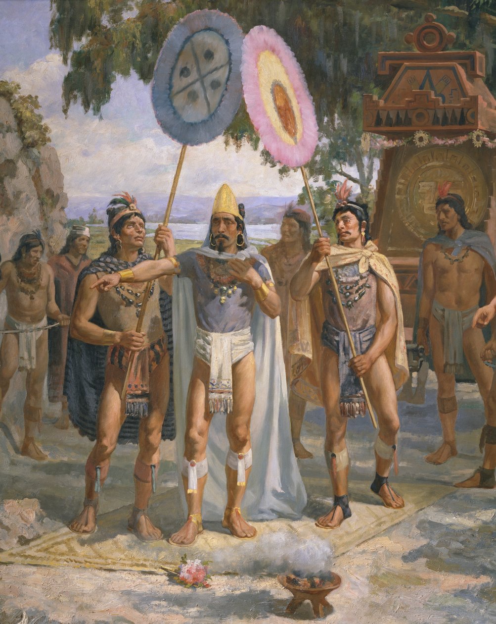 Kejser Montezuma II (ca. 1470-1520) ved Chapultepec af Daniel del Valle
