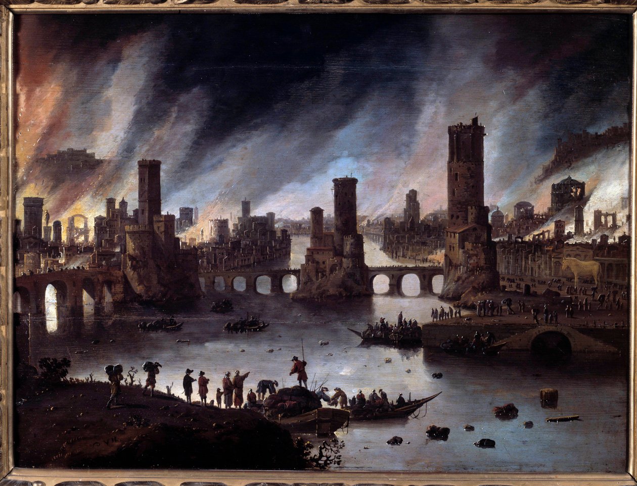 Udsigt over Trojas ild Maleri af Daniel van Heil (1604-1662) Besancon fra det 17. århundrede. Musee Des Beaux Arts - Udsigt over afbrændingen af Troja. Maleri af Daniel van Heil (1604-1662) af Daniel van Heil