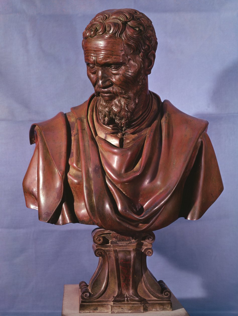 Buste af Michelangelo Buonarroti (1475-1564) (bronze) af Daniele da Volterra