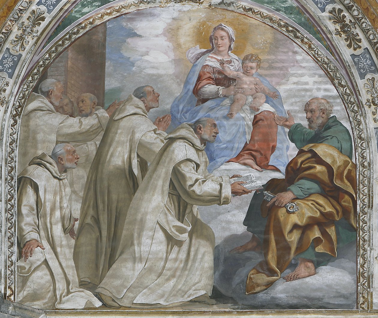 Madonna og barn godkender karteuserordenen af Daniele Crespi