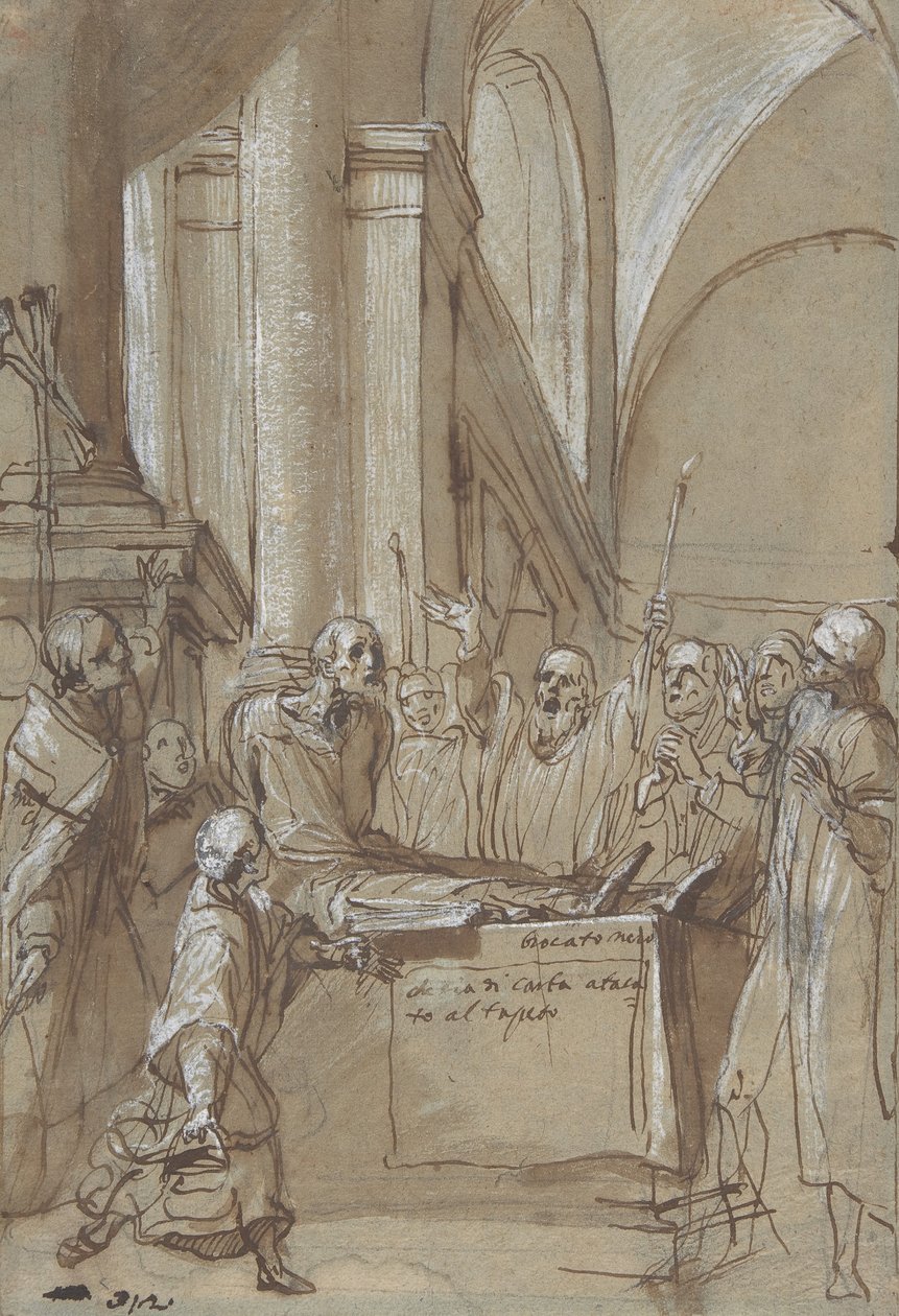 Raymond Diocrès taler under sin begravelse fra Saint Bruno af Kölns liv, 1628-29. af Daniele Crespi