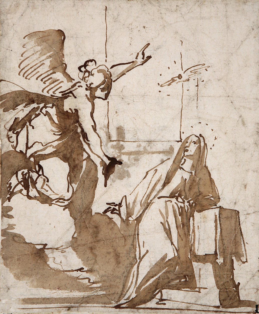 Forberedelse af bebudelsestegning af Daniele Crespi (1598-1630) Marcora Collection fra det 17. århundrede af Daniele Crespi