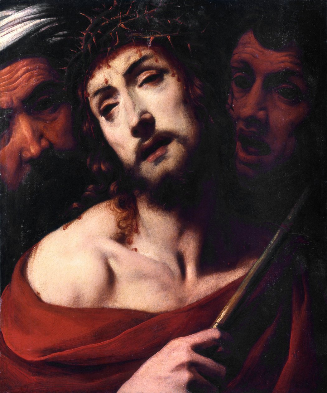Kristi hån Ansigtet af den lidende Kristus har torne. Maleri af Daniele Crespi (1598-1630) Basilica San Giovanni fra det 17. århundrede, Busto Arsizio Italien af Daniele Crespi