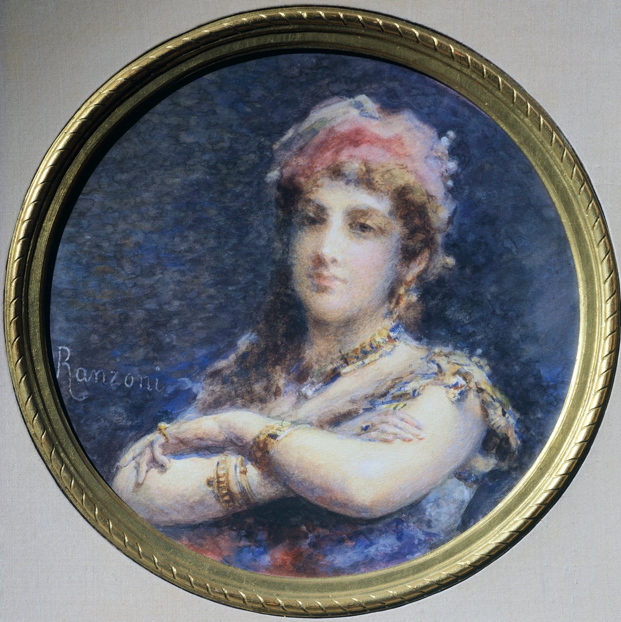 Portræt af prinsesse Troubetzkoy, af Daniele Ranzoni (1843-1889), akvarel af Danielle Ranzoni