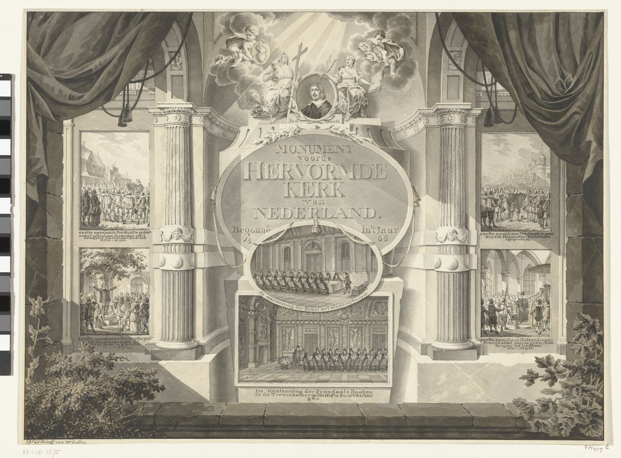 Monument til den reformerte kirke i Holland, fra 1566 Monument til den reformerte kirke i Holland. Begyndte i år 1566 (titel på objekt) af Daniël Kerkhoff