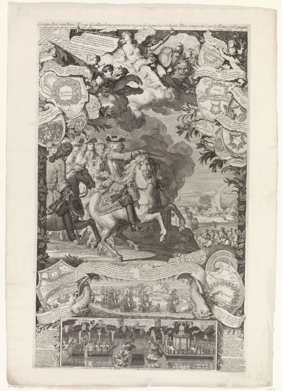 Allieredes sejr over franskmændene og spanierne, 1702 Erobringer af hendes høje allierede vandt mod Vranckrijck og Spanien i år 1702 / Conquestes des hauts Alliez remportée sur la France et L
