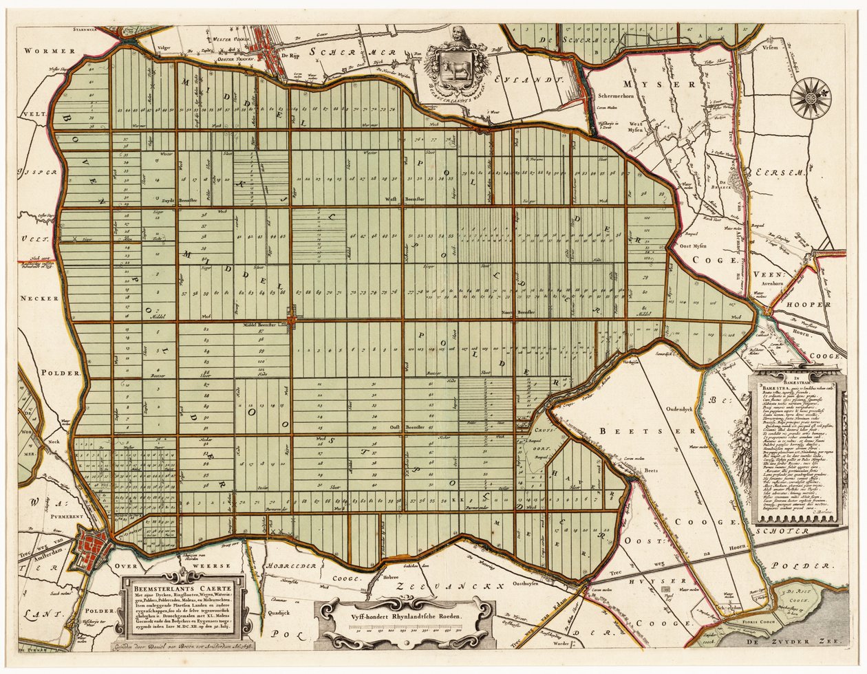 Beemsterlants Caerte, Historisk kort over Beemster, Holland af Daniël van Breen