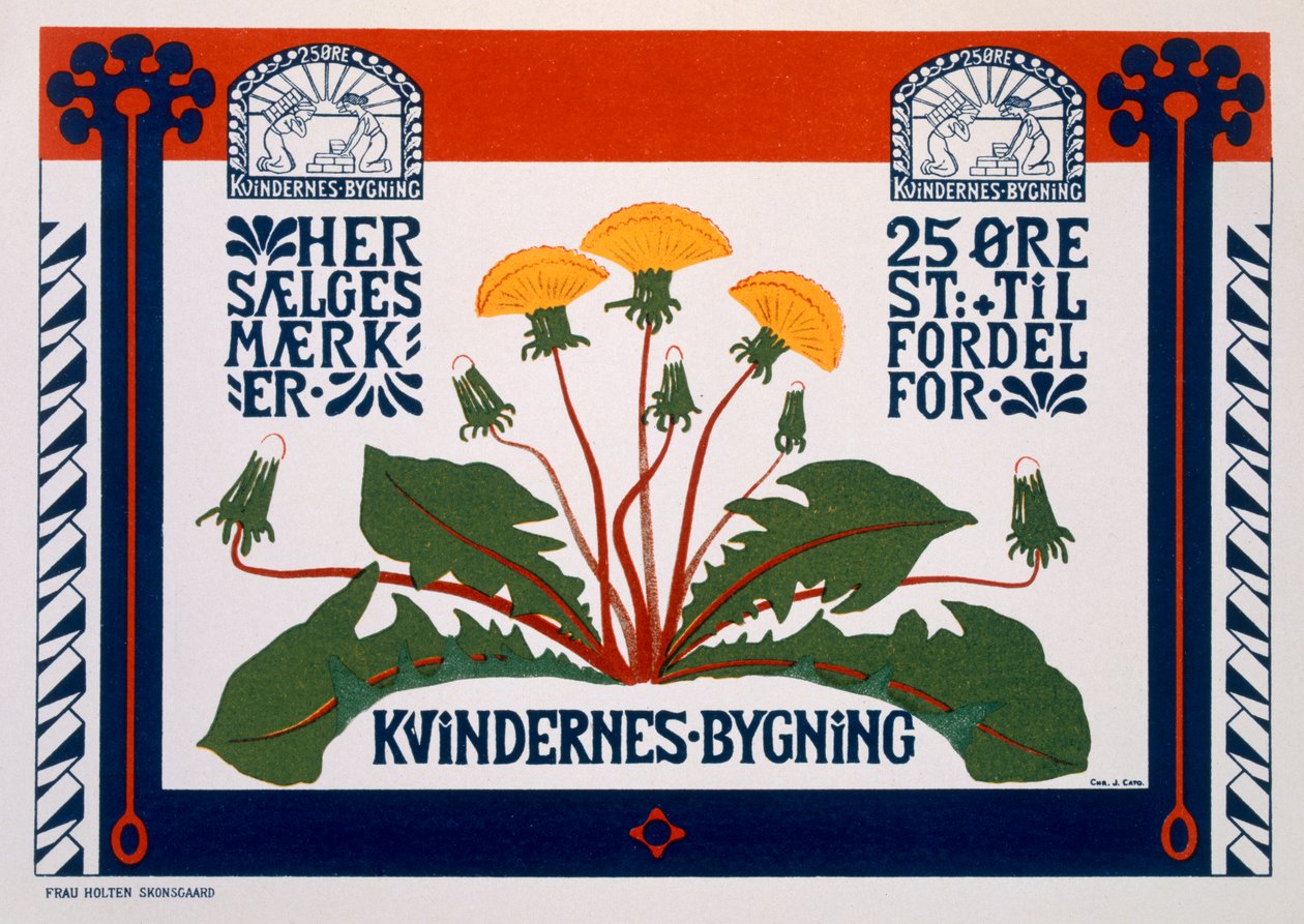 Plakat, der reklamerer for Kvindebygningen, slutningen af det 19.-begyndelsen af det 20. århundrede af Danish School