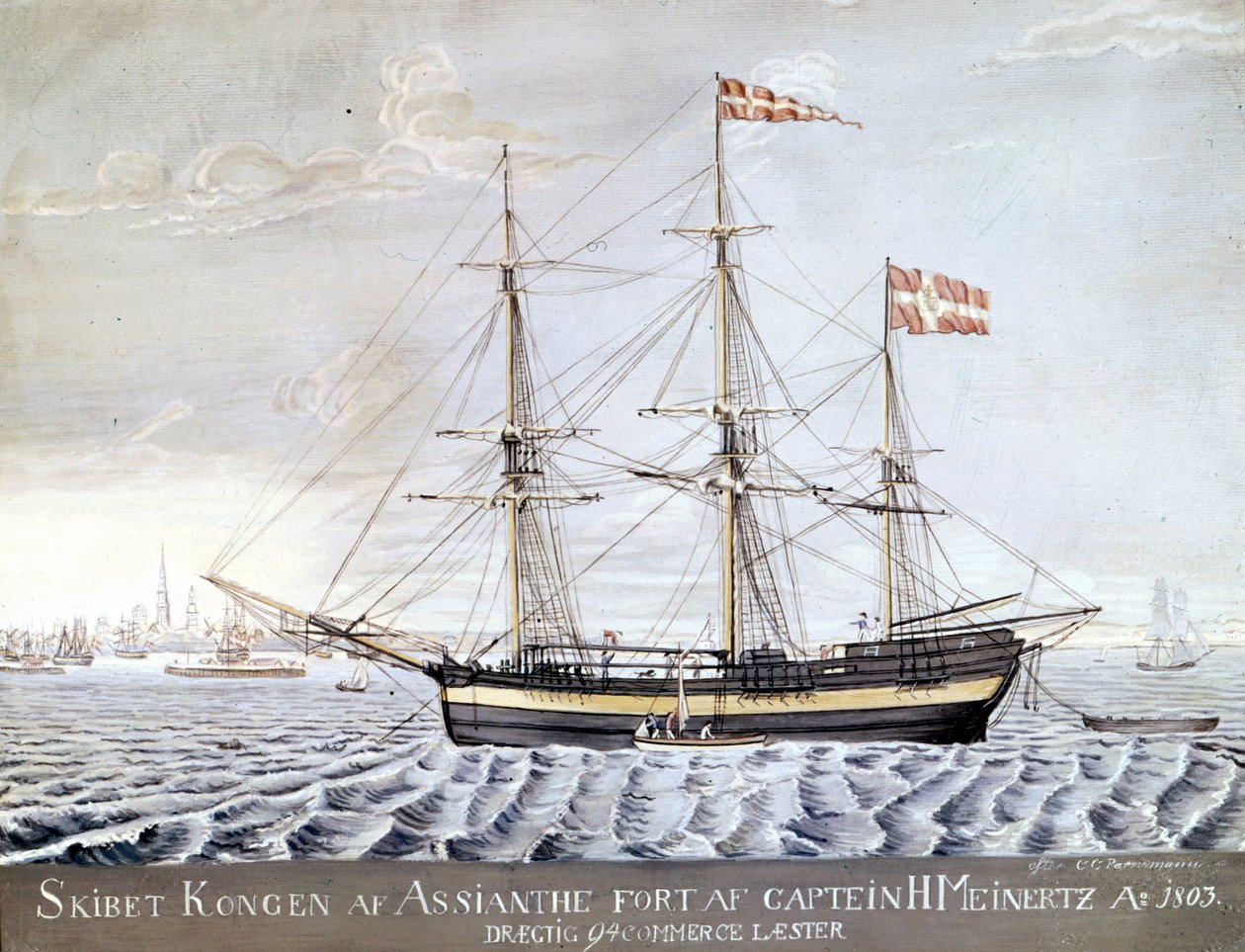 Slership "" Konigin of Asian"" 1803. Søfartsmuseet i Helsingør, Danmark af Danish School