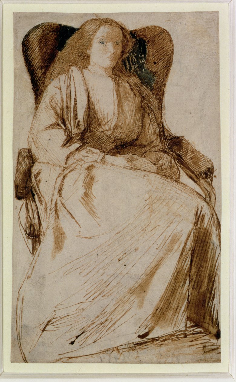 Elizabeth Siddal, 1855-58 (pen og brun blæk) af Dante Gabriel Charles Rossetti