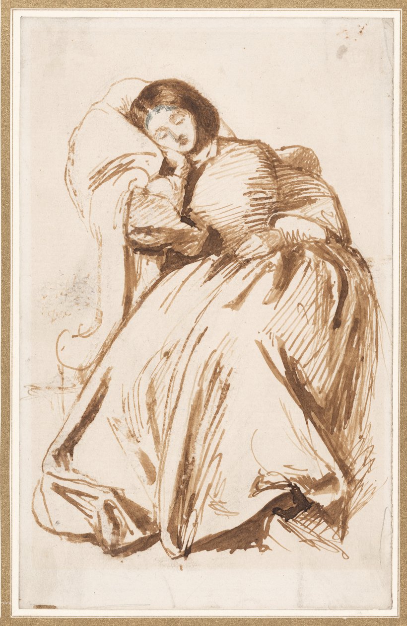 Elizabeth Siddal i en stol af Dante Gabriel Charles Rossetti