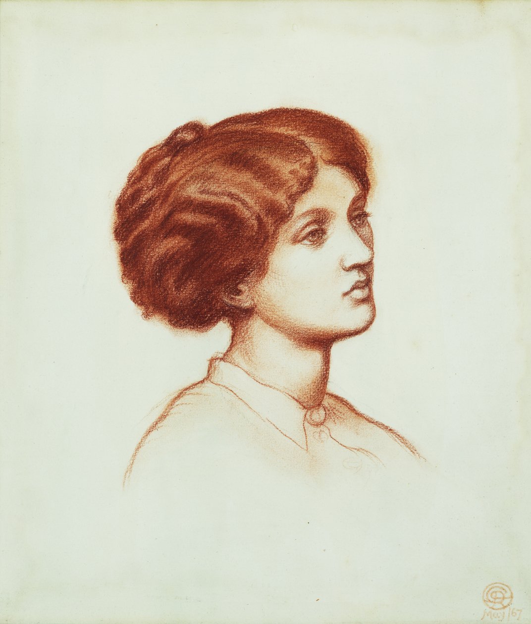 Fru Frederick Leyland, 1867 (rødt kridt på papir) af Dante Gabriel Charles Rossetti