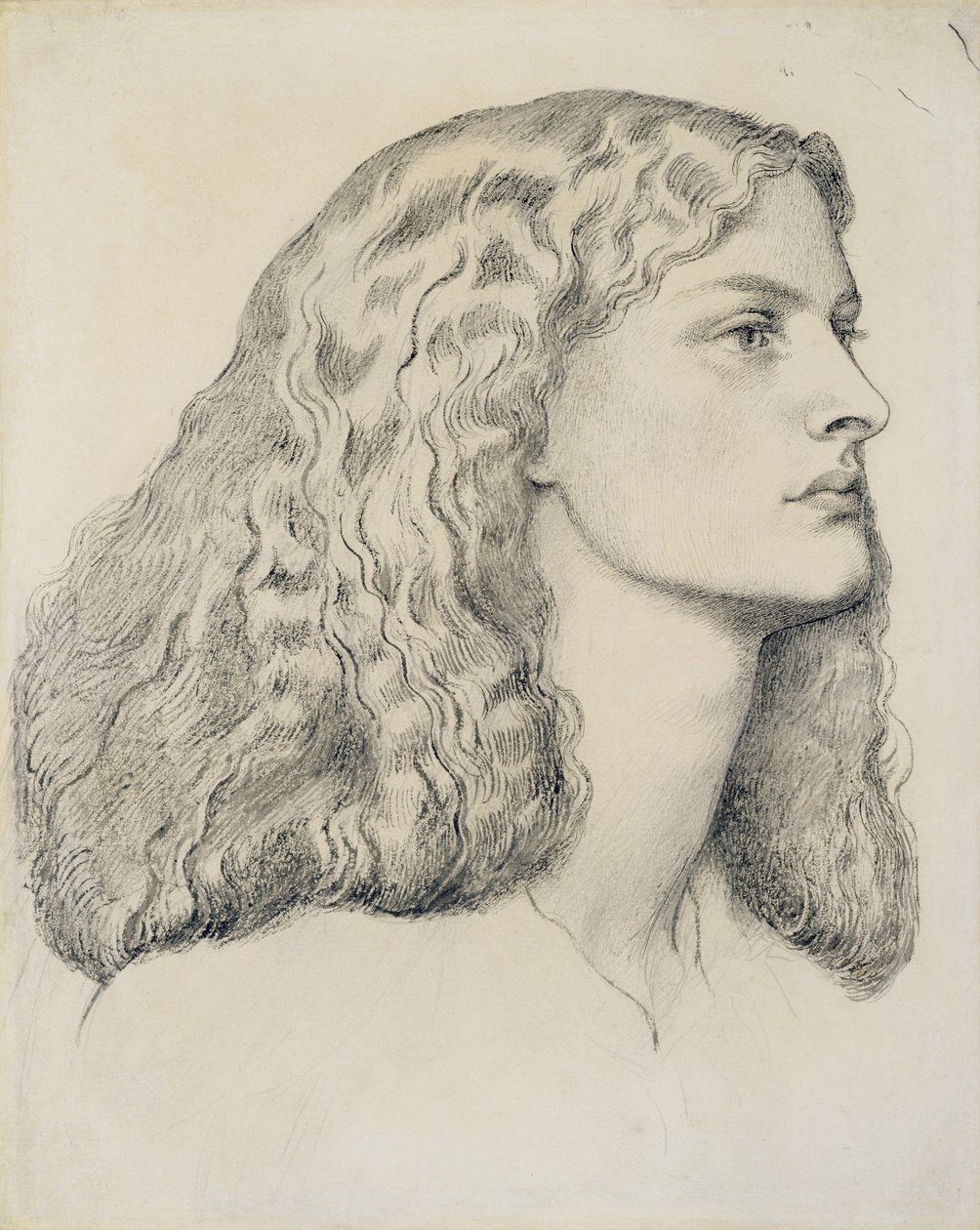 Portræt af Annie Miller, ca. 1860 (blyant, pen, blæk og vask på papir) af Dante Gabriel Charles Rossetti