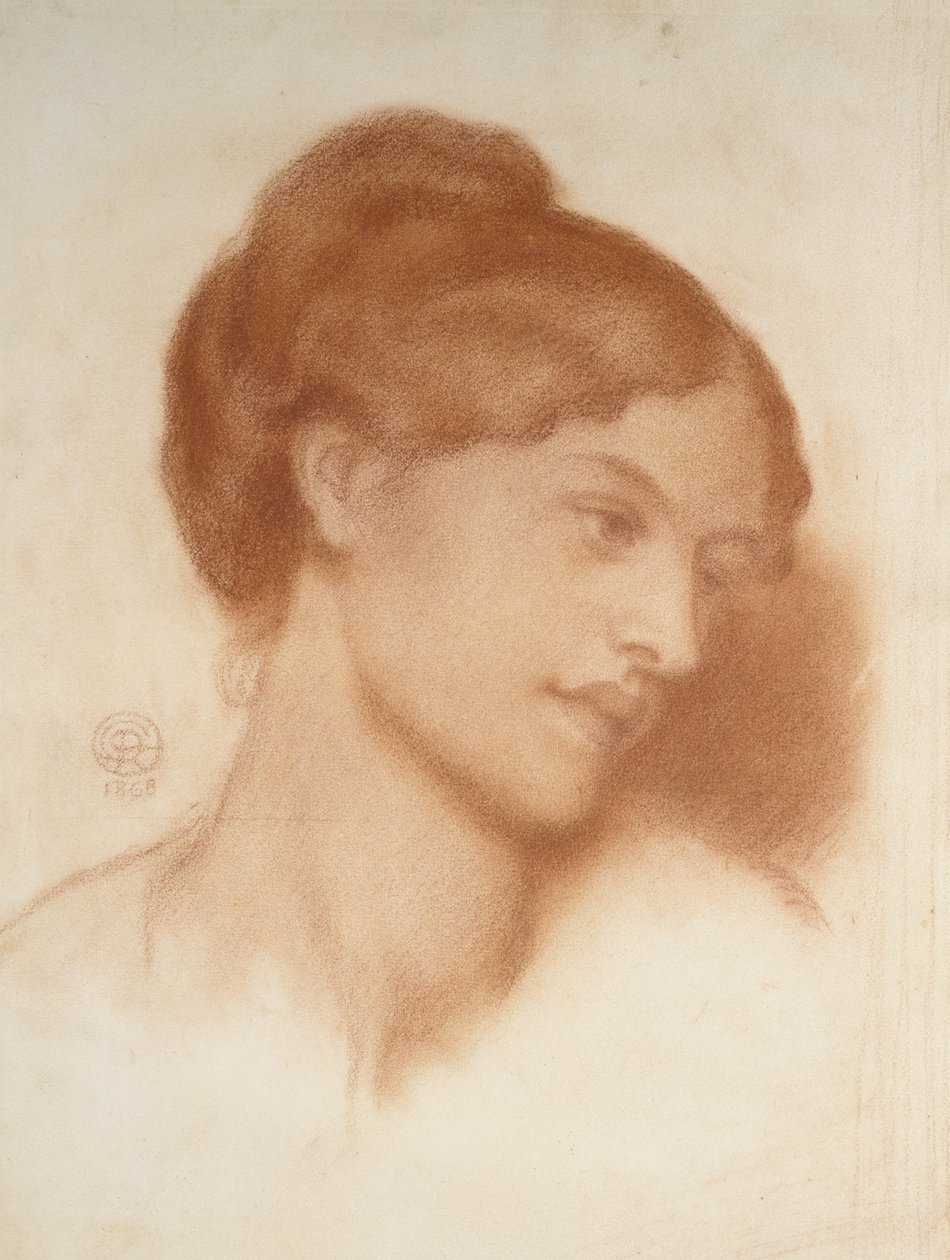 Portræt af fru Murray Marks, 1868 (rødt kridt på hvidt papir) af Dante Gabriel Charles Rossetti