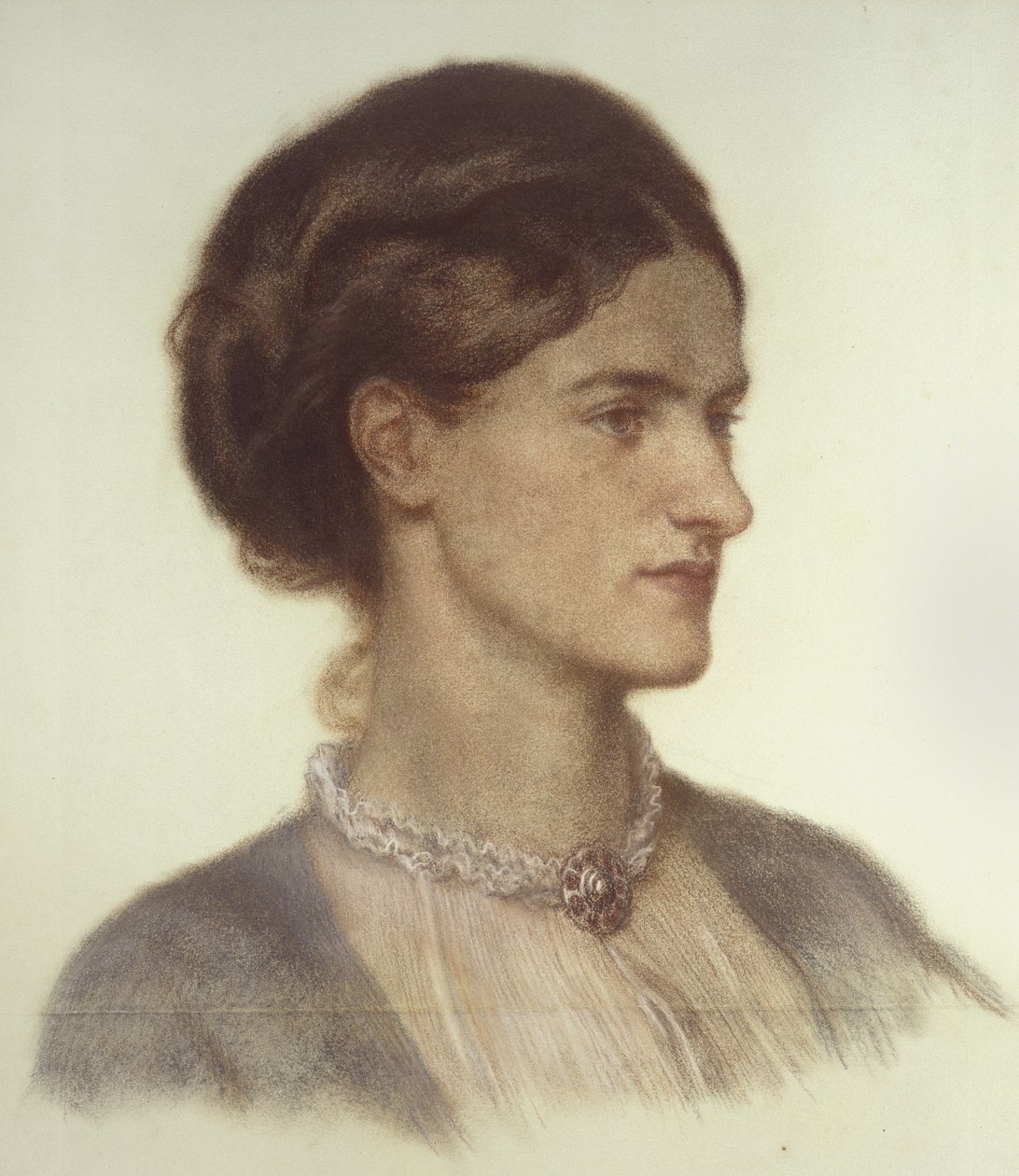 Portræt af Rosalind, grevinde af Carlisle, 1870 - 1870 (farvet kridt på grågrønt papir) af Dante Gabriel Charles Rossetti