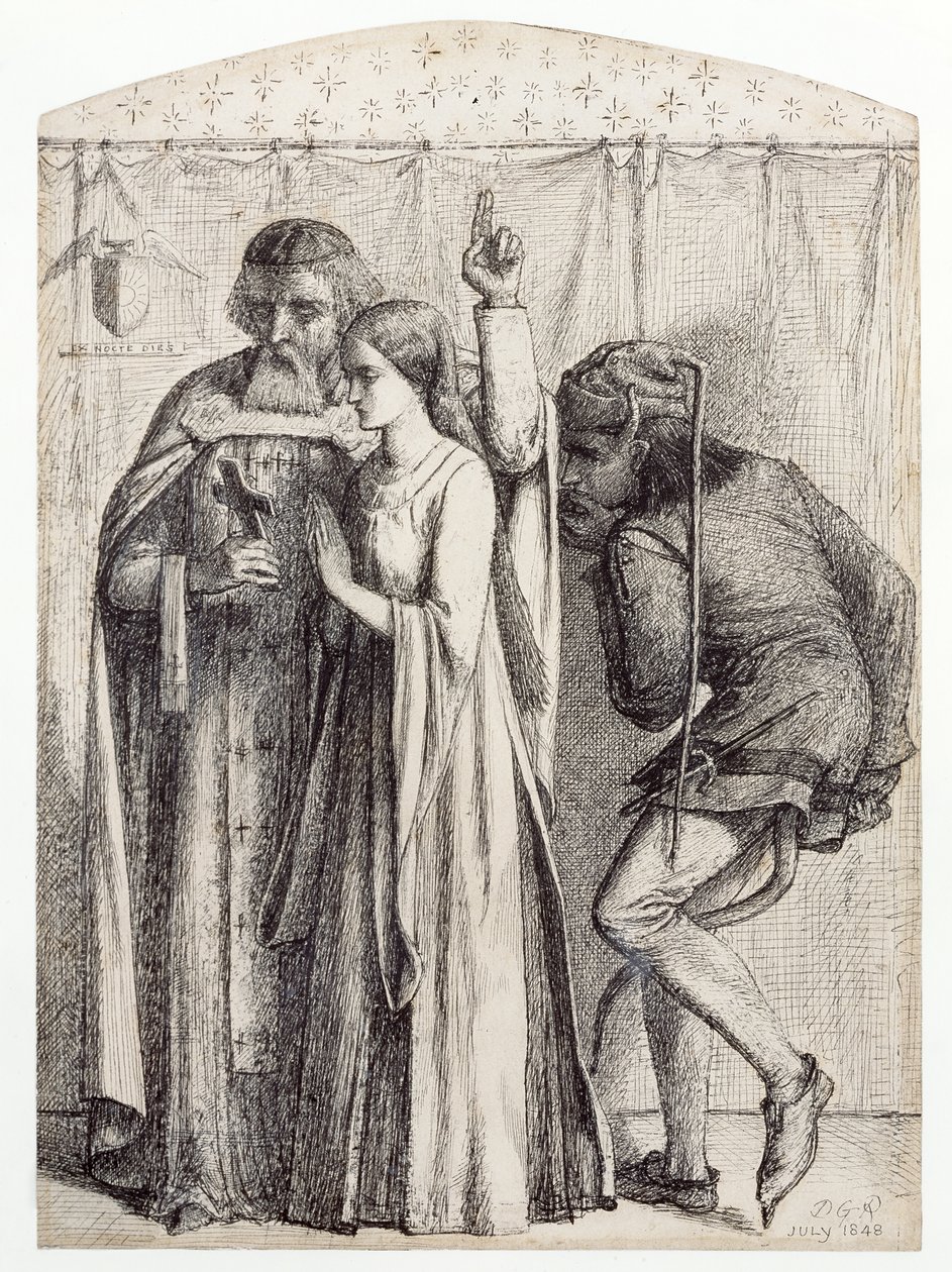 Satana i retro, 1848 af Dante Gabriel Charles Rossetti