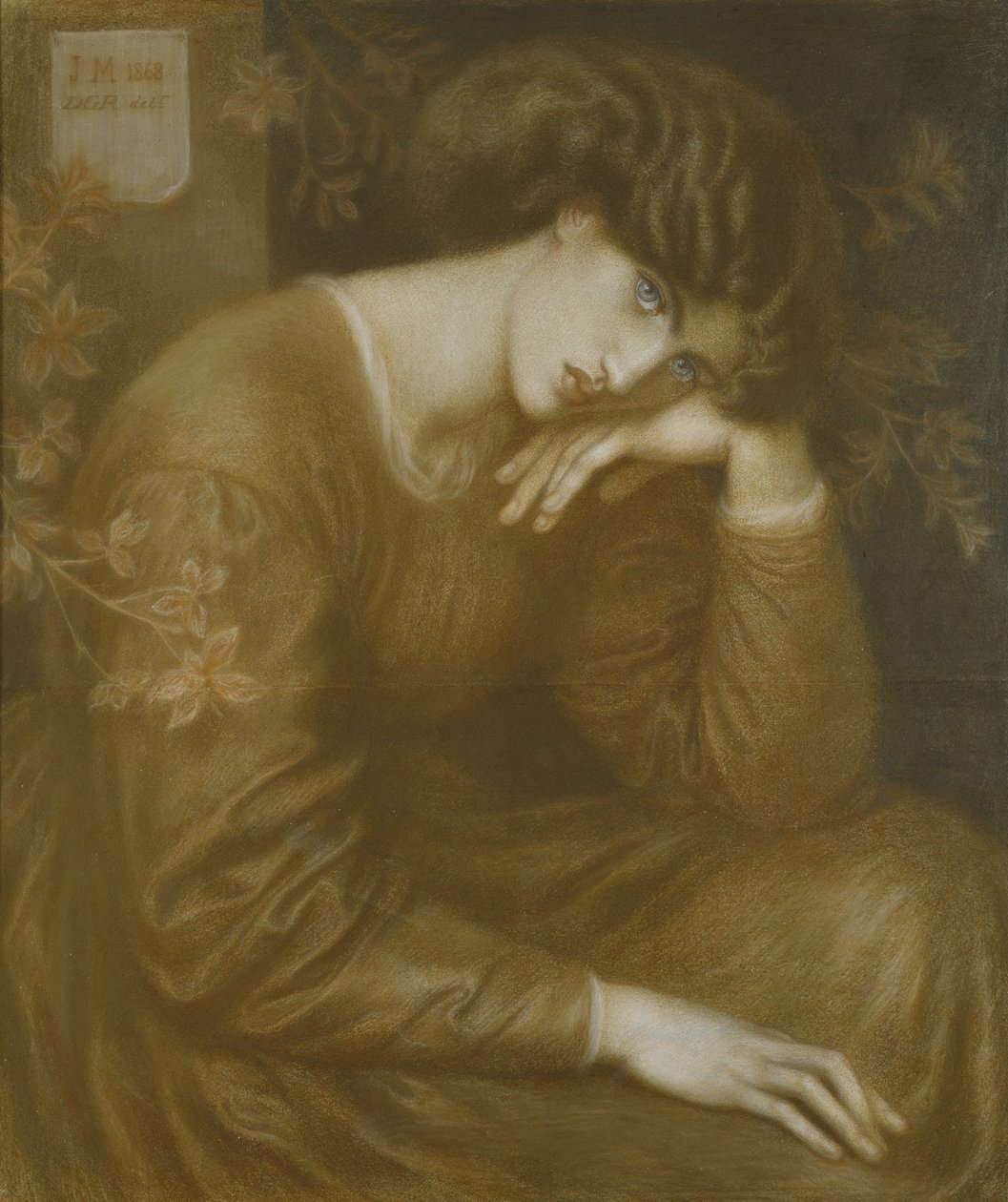 Reverie, 1868 (farvet kridt på papir) af Dante Gabriel Charles Rossetti