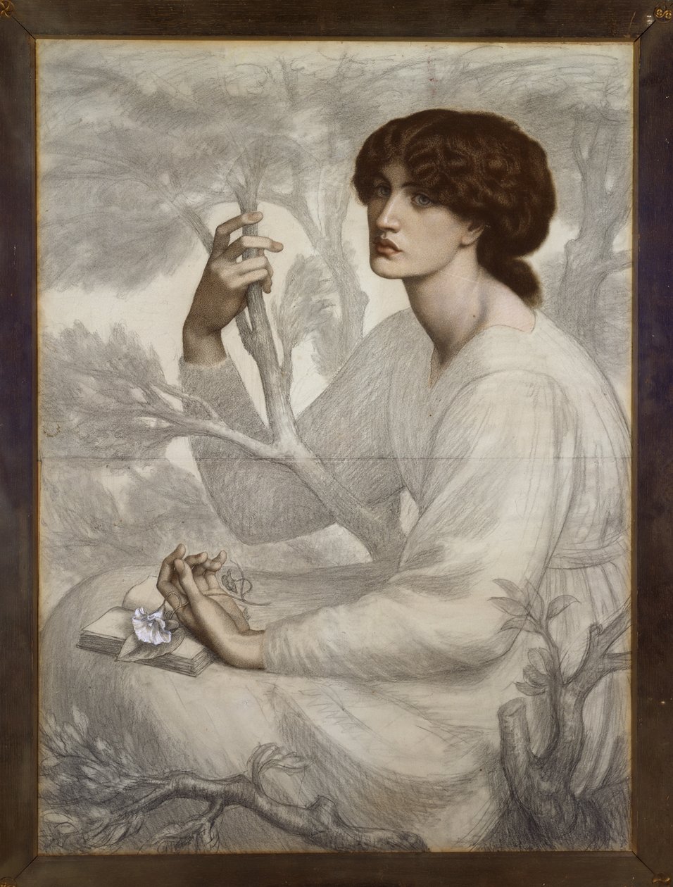 The Day Dream, 1800-tallet (farvet kridt på papir) af Dante Gabriel Charles Rossetti