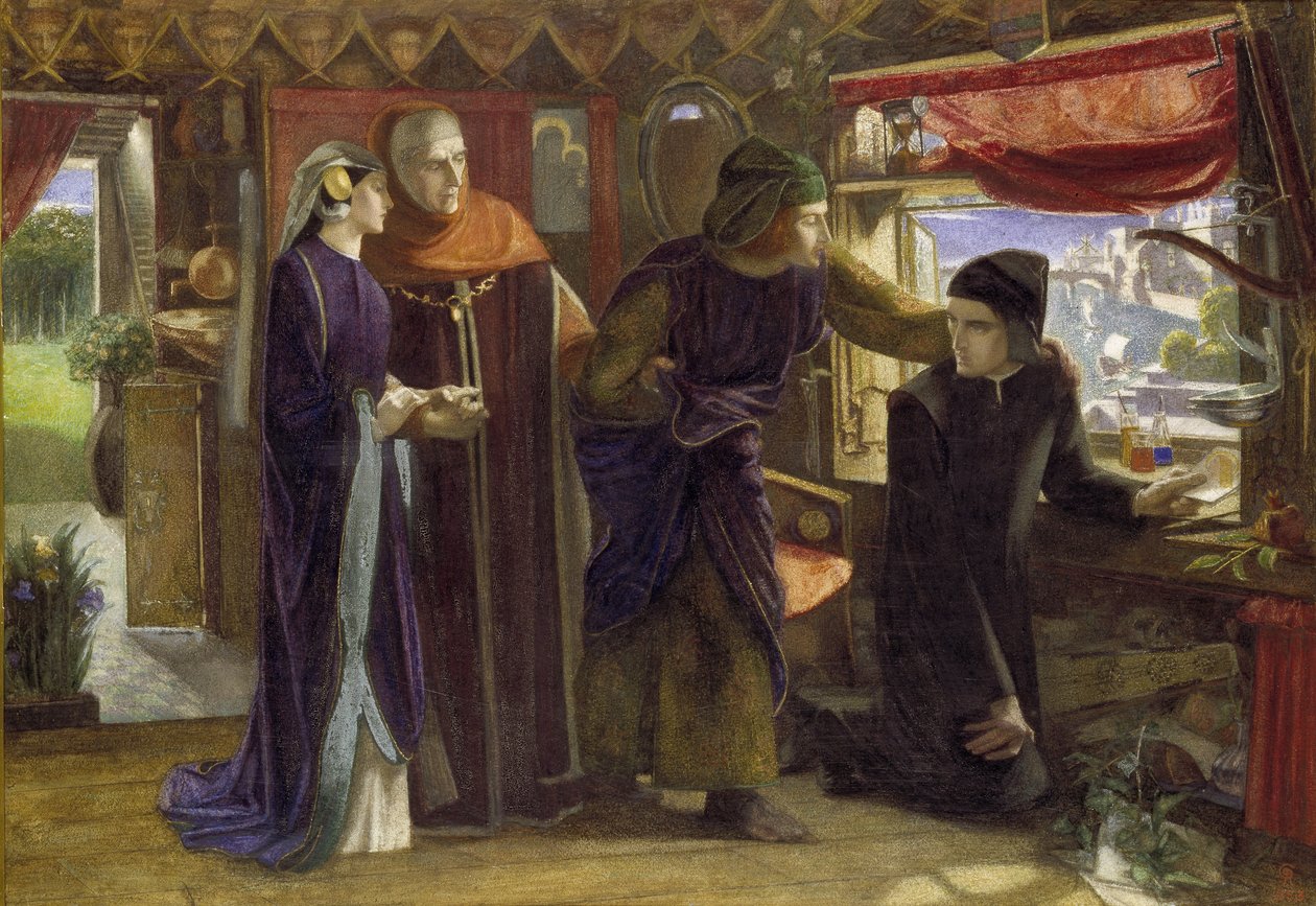 Første årsdagen for Beatrices død, 1853-54 af Dante Gabriel Charles Rossetti
