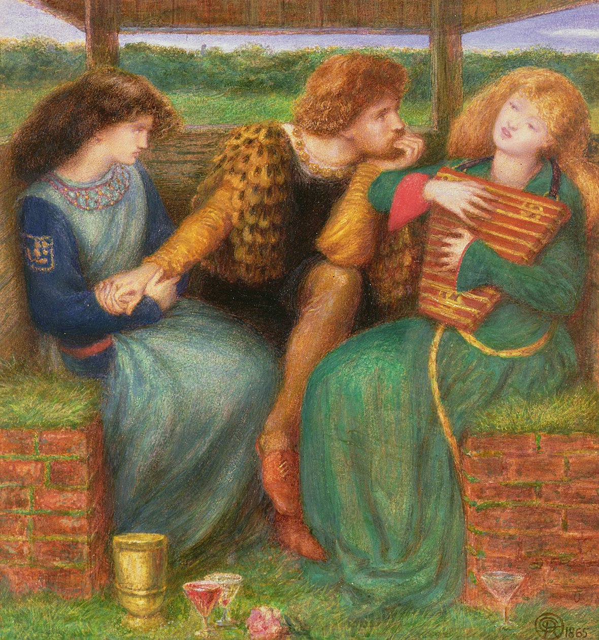 Den nådesløse dame, 1865 (wc og kropsfarve på papir) af Dante Gabriel Charles Rossetti