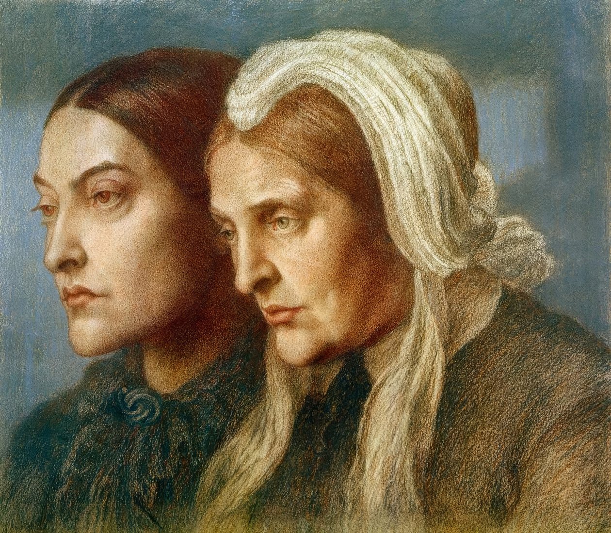 Christina G.Rossetti und Mutter af Dante Gabriel Charles Rossetti