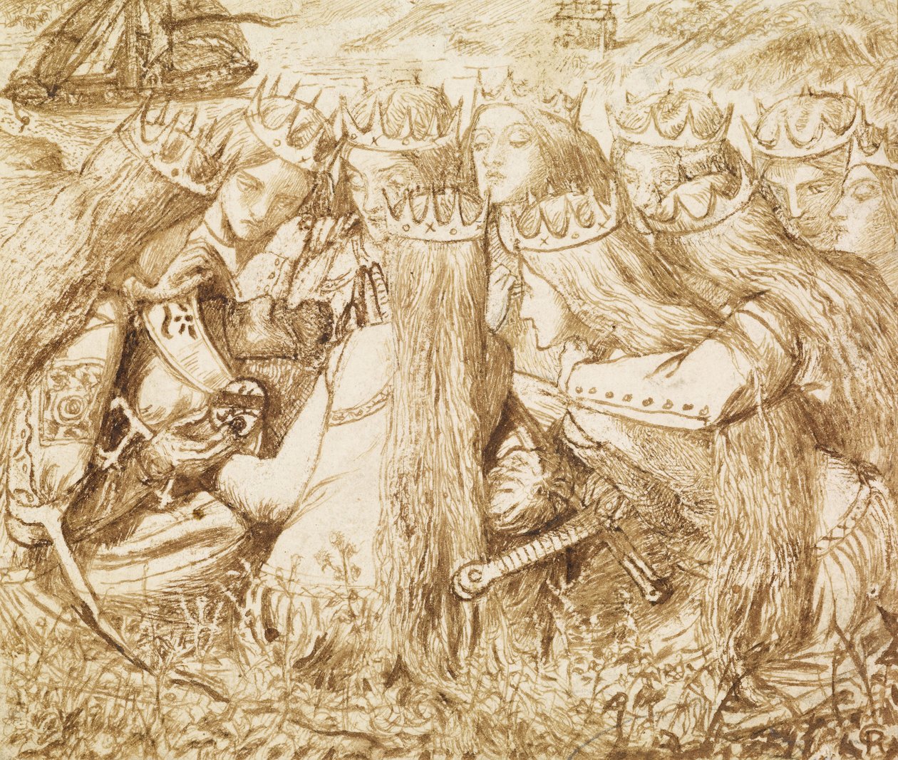 Design til Moxons Tennyson af Dante Gabriel Charles Rossetti