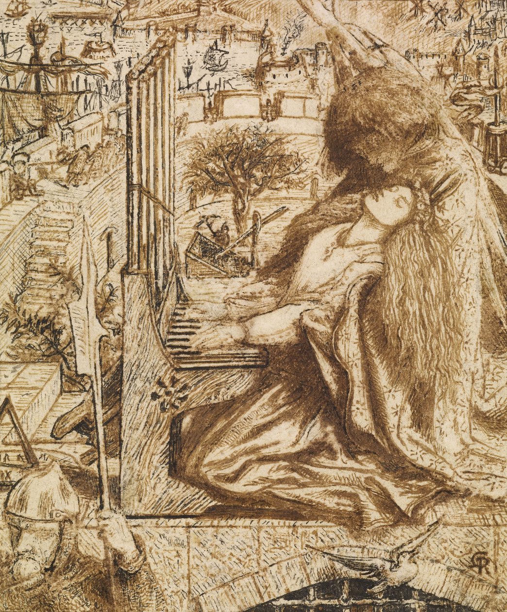 Design til Moxons Tennyson af Dante Gabriel Charles Rossetti