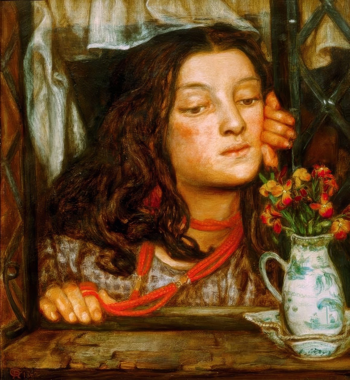 Pige ved et gitter af Dante Gabriel Charles Rossetti