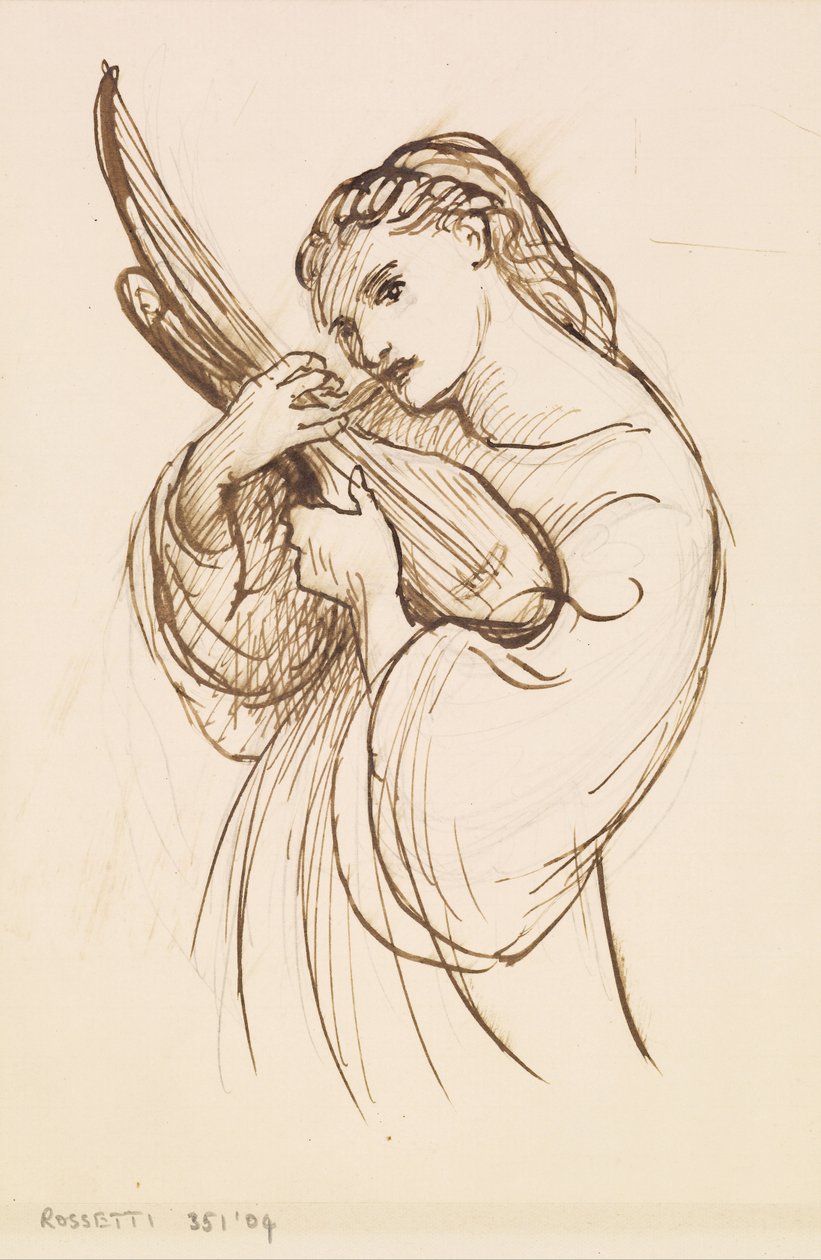 Pige med et musikinstrument af Dante Gabriel Charles Rossetti