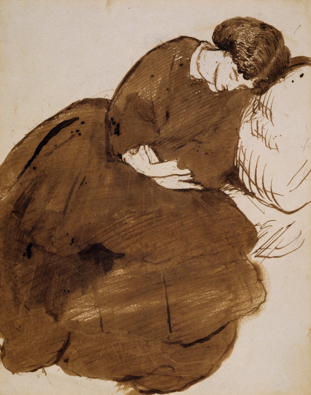 Portræt af Jane Morris sover på en sofa af Dante Gabriel Charles Rossetti
