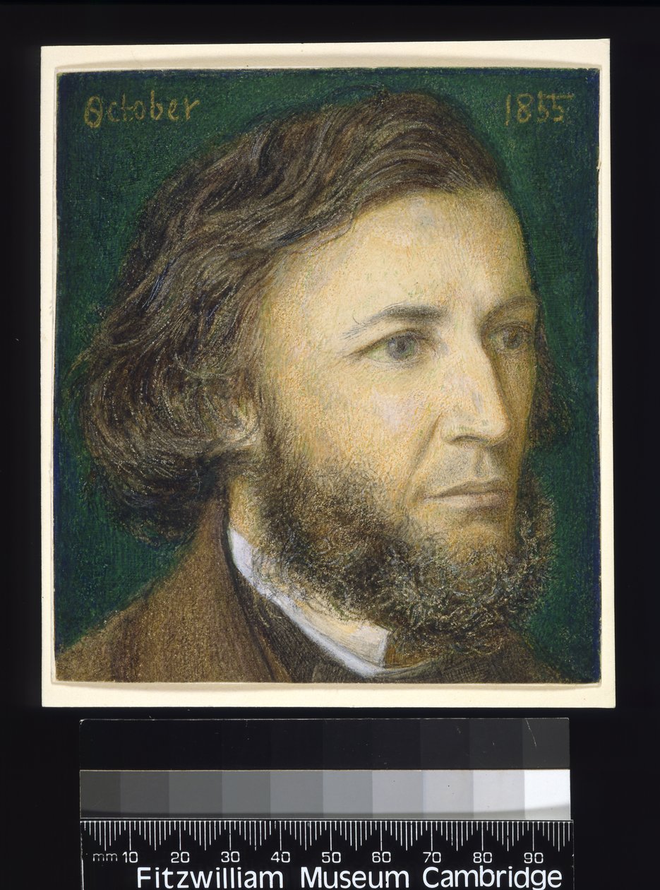 Portræt af Robert Browning (1812-89), 1855 (wc, blyant og farvet kridt på papir) af Dante Gabriel Charles Rossetti