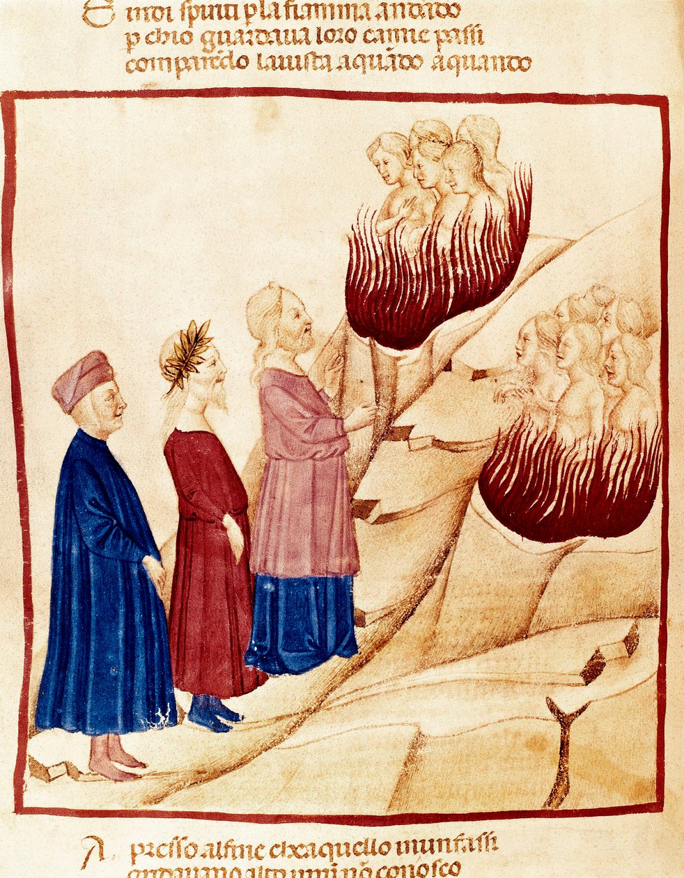 Skærsilden: Dante og Vergil, miniature af Dante Alighieri
