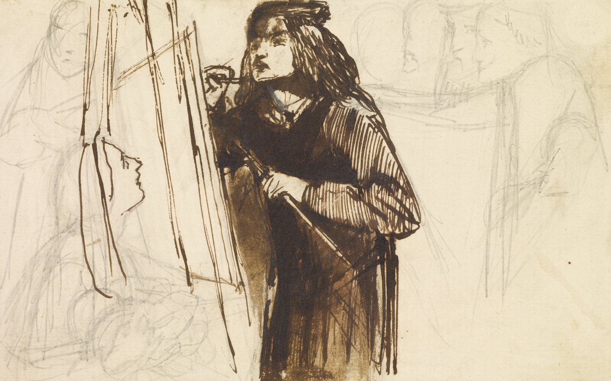 En maler på arbejde, 1850-1852 af Dante Gabriel Charles Rossetti